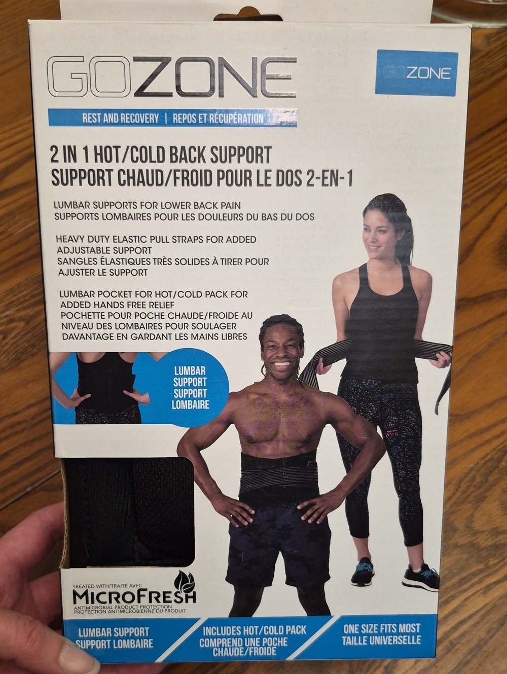 GoZone 2-in-1 Hot/Cold Back Support Belt - NIB